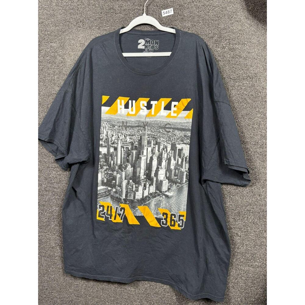 Hustle 24/7 365 Shirt Mens 5XL Black NYC Skyline Graphic Tee 2 Monkeys Urban